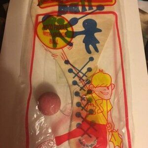 9" PADDLE BALL GAME Wooden Handle Hits Sponge Ball Attached by 8" Rubber Piece!!